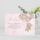 Carte De Remerciements Teddy Bear Baby Shower Pink (Debout devant)