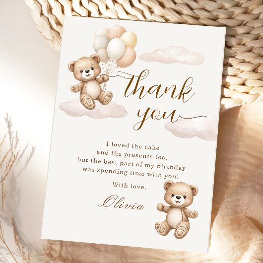 Carte De Remerciements Teddy Bear Birthday