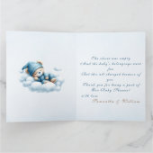 Carte De Remerciements Teddy Bear & Blue Balloon C'est un Baby shower gar (Intérieur)