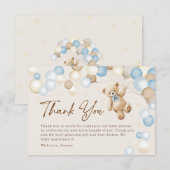 Carte De Remerciements Teddy Bear Boy Baby Shower (Devant / Derrière)