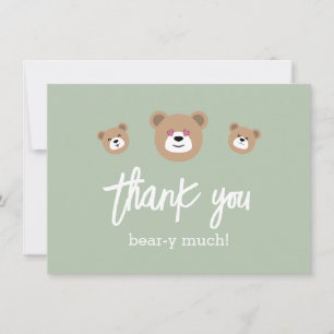Carte De Remerciements Teddy Bear mignonne Beary vert beaucoup Baby showe