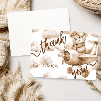 CARTE DE REMERCIEMENTS TEDDY BEAR NEUTRAL BABY SHOWER THANK YOU CARD