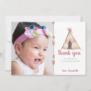 Carte De Remerciements Teepee de camping d'anniversaire à l'aquarelle mig