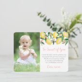 Carte De Remerciements Tellement Doux De Vous Citrons Fille Photo D'Anniv (Debout devant)