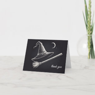Carte De Remerciements Tendance Éffrayant Halloween sorcière casquette et