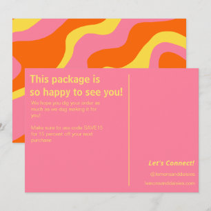 Carte De Remerciements Tendance Rétro Orange Jaune Rose Petite Entreprise