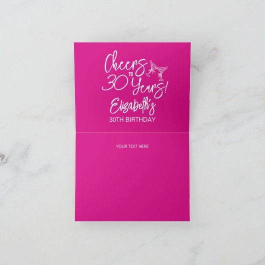 Carte De Remerciements Tendance rose Whimsical main tiré 30e anniversaire (Intérieur)