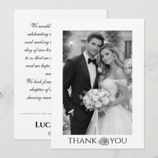 Carte De Remerciements Tendances de photos de mariage personnalisées élég