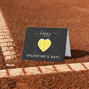 Carte De Remerciements Tennis Ball Heart Valentine's Day Sparkly Sports