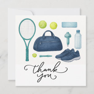 Carte De Remerciements Tennis équipement boule de raquette pour joueur