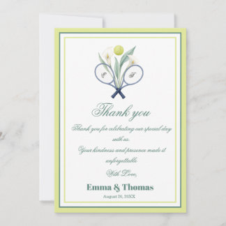 Carte De Remerciements Tennis Thématique Tenniscore Mariage Vert Lime Cou