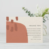 CARTE DE REMERCIEMENTS TERRACOTTA ABSTRAIT MODERNE RED KRAFT MARIAGE THAN (Debout devant)