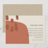 CARTE DE REMERCIEMENTS TERRACOTTA ABSTRAIT MODERNE RED KRAFT MARIAGE THAN (Devant / Derrière)