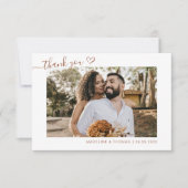 Carte De Remerciements Terracotta Boho Simple Photo Heart Script Mariage (Devant)