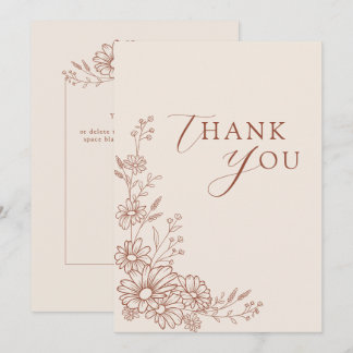 Carte De Remerciements Terracotta Botanical Daisy Garden Wedding