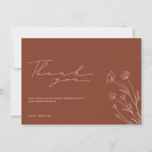 Carte De Remerciements Terracotta Burange Orange Baby shower beige ivoire