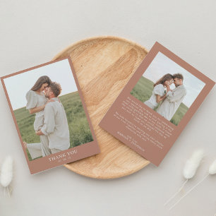 Carte De Remerciements Terracotta Classy Simple 2 Mariage photo
