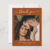 Carte De Remerciements Terracotta Elegant Moderne 2 Mariage photo (Devant)