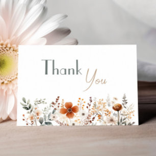 Carte De Remerciements Terracotta Fleur sauvage Baby shower neutre de gen