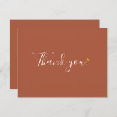 Carte De Remerciements Terracotta Gold Heart Chic Script Business (Devant / Derrière)