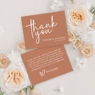 Carte De Remerciements Terracotta Minimaliste Écriture Fête de Mariage Pl