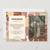 Carte De Remerciements Terracotta Retro Super Boho Chic Floral Mariage (Devant)