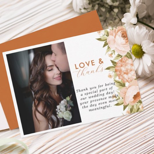 Carte De Remerciements Terracotta Rose florissant Hydrangea Mariage Flora