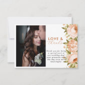 Carte De Remerciements Terracotta Rose florissant Hydrangea Mariage Flora (Devant)