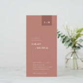 CARTE DE REMERCIEMENTS TERRACOTTA RUST MONOGRAM ENREGISTRER LA DATE INVIT (Debout devant)