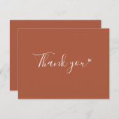 Carte De Remerciements Terracotta Silver Heart Chic Script Business (Devant / Derrière)