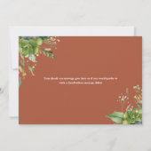Carte De Remerciements Terracotta Verdure Floral Élégant Script (Dos)