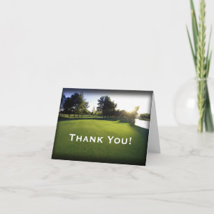 Carte De Remerciements Terrain de golf vert à l'aube