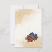 Carte De Remerciements terre cuite bleu marine fleuri mariage (Dos)