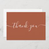 Carte De Remerciements Terre cuite Simple Moderne Élégante Script (Devant / Derrière)