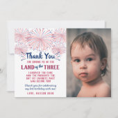 Carte De Remerciements Terre Des Trois Du 3 Juillet Photo Anniversaire (Devant)