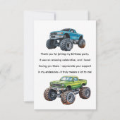 Carte De Remerciements T'Es Entré ? Black Text Camion garçon fête d'anniv (Dos)