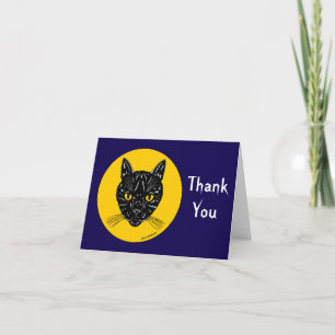 Carte De Remerciements Tête de chat noir