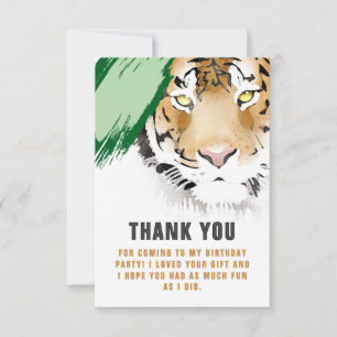 Carte De Remerciements Tête de Tigre Aquarelle Anniversaire