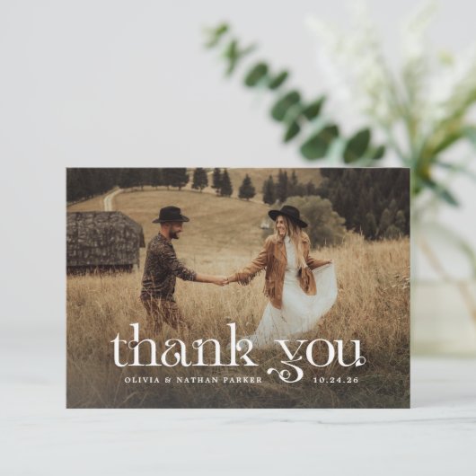 Carte De Remerciements Texte chic et beau | Mariage photo Classy Two (Debout devant)