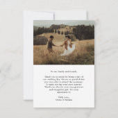 Carte De Remerciements Texte chic et beau | Mariage photo Classy Two (Dos)