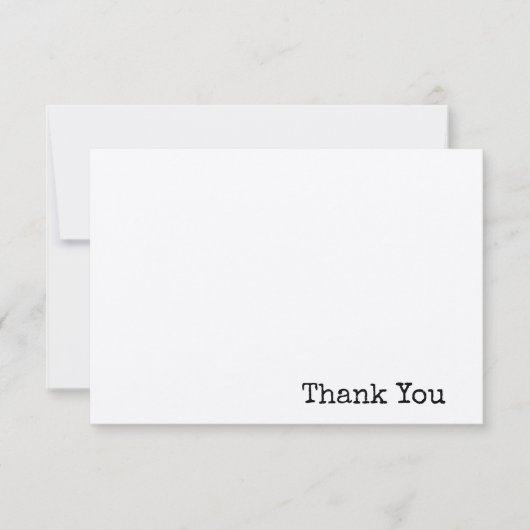 Carte De Remerciements texte de machine à écrire moderne minimal papier k (Devant)