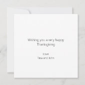 Carte De Remerciements Texte de Thanksgiving élégant (Dos)