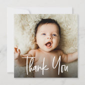 Carte De Remerciements Texte superposé personnalisé Photo bébé personnali (Devant)