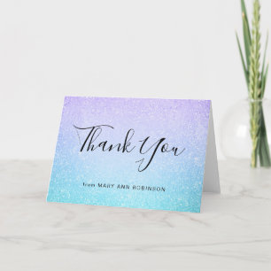 Carte De Remerciements THANK U Purple Turquoise Bat mitzvah Paint