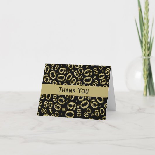 Carte De Remerciements Thank You : 60e Birthday Number Black/Gold (Devant)