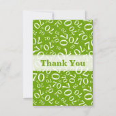 Carte De Remerciements Thank You 70 Birthday Number Pattern Green/White (Devant)