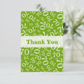 Carte De Remerciements Thank You 70 Birthday Number Pattern Green/White (Debout devant)