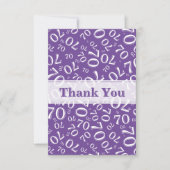 Carte De Remerciements Thank You 70 Birthday Number Pattern Purple/White (Devant)