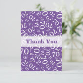 Carte De Remerciements Thank You 70 Birthday Number Pattern Purple/White (Debout devant)
