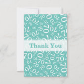 Carte De Remerciements Thank You 70 Birthday Number Pattern Teal/White (Devant)